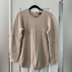 Jones New York Textured Tan Crewneck Sweater with Zipper Back - XL